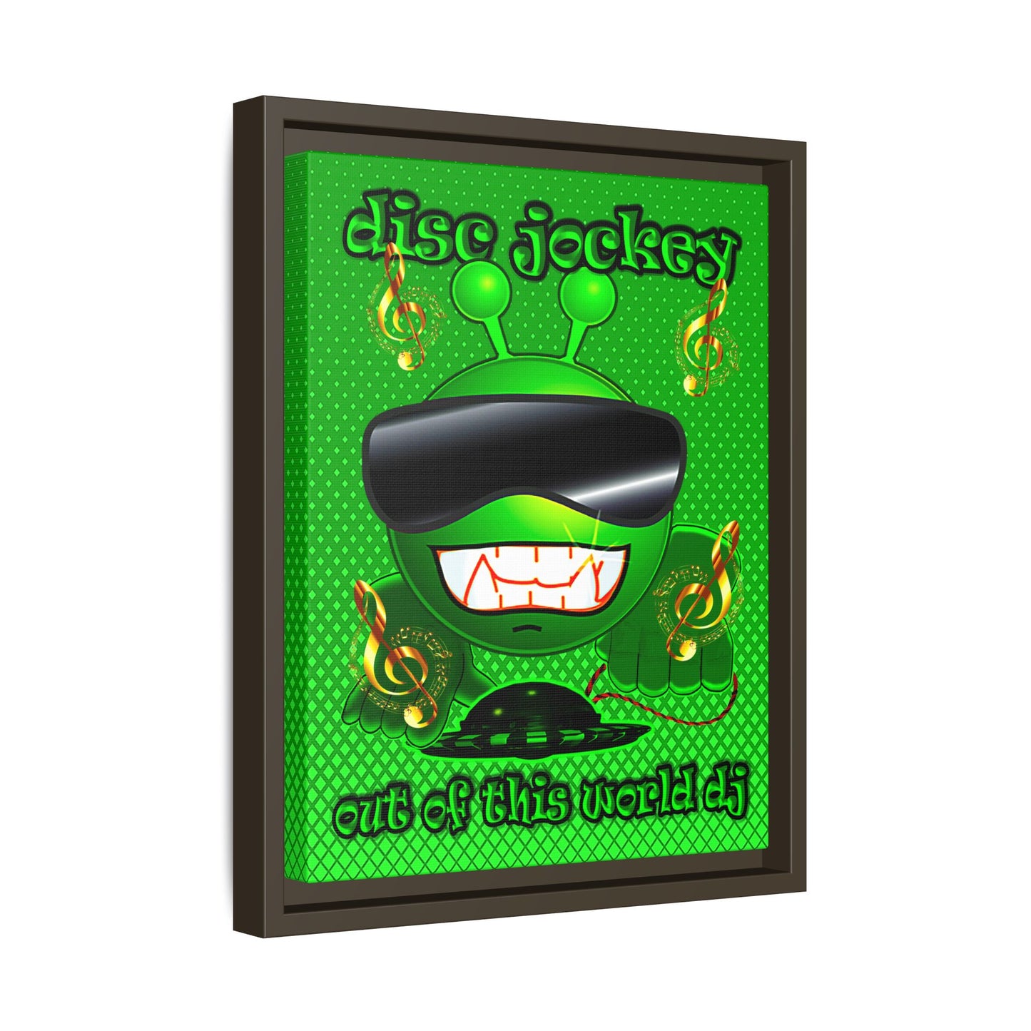 disc jockey - framed canvas art (logo green)