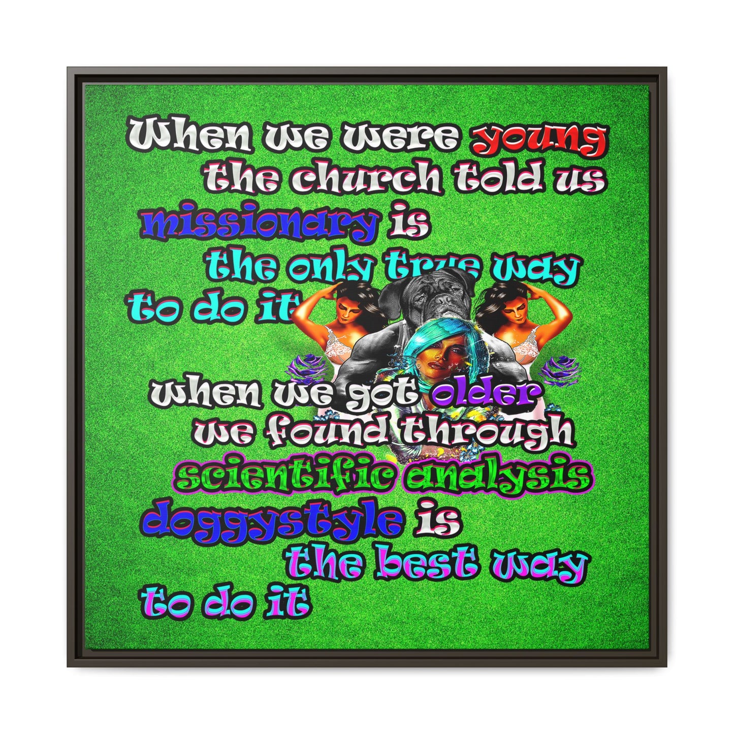 doggystyle - framed canvas art (green turf)