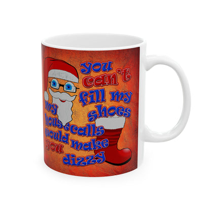 santa's shoes - White Mug (burnt orange)