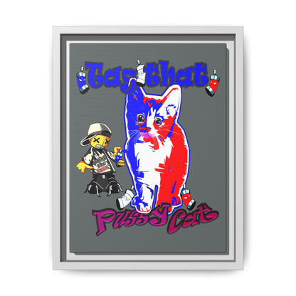tag that - framed canvas art (dark grey)