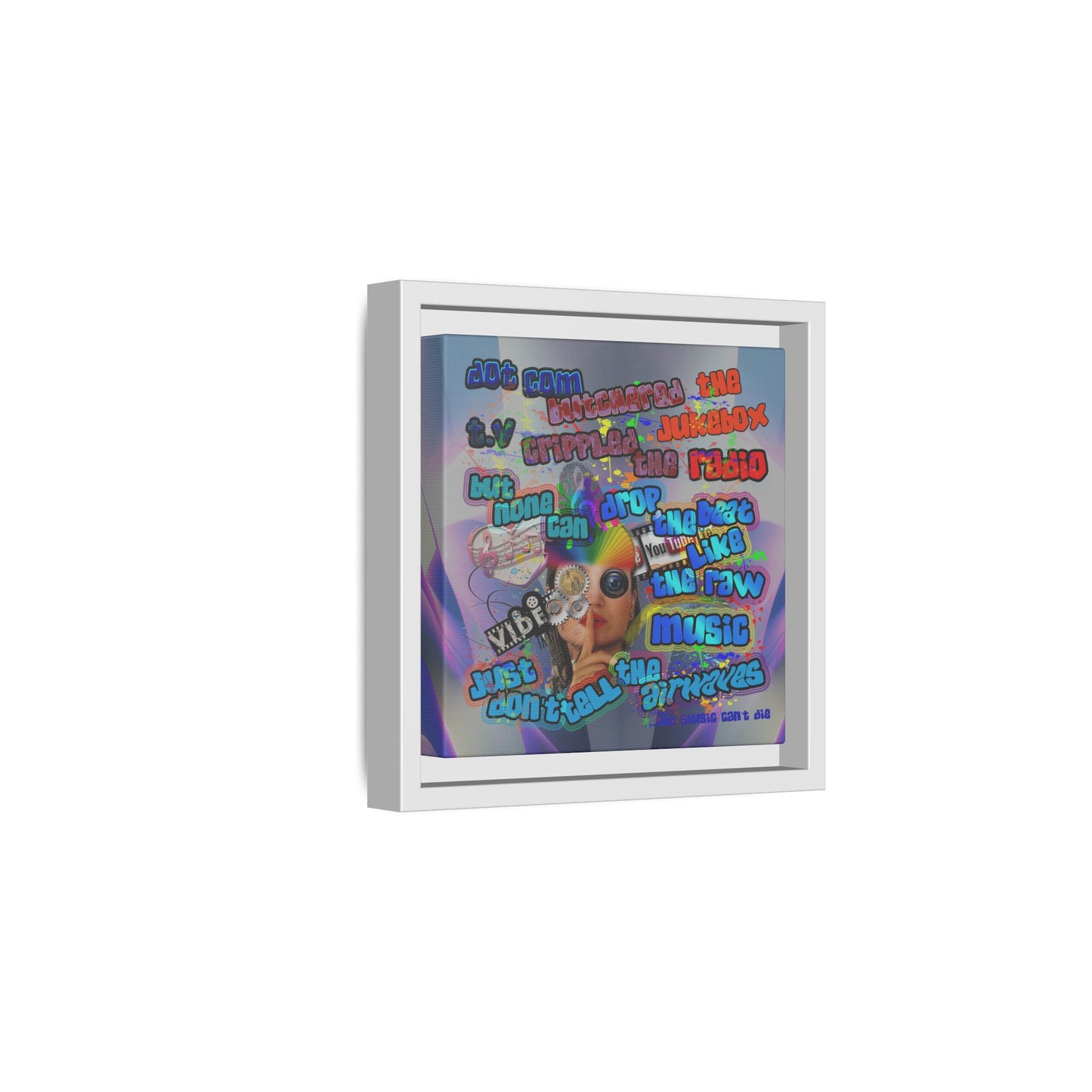 drop the beat - framed canvas art (grey-pink wave)