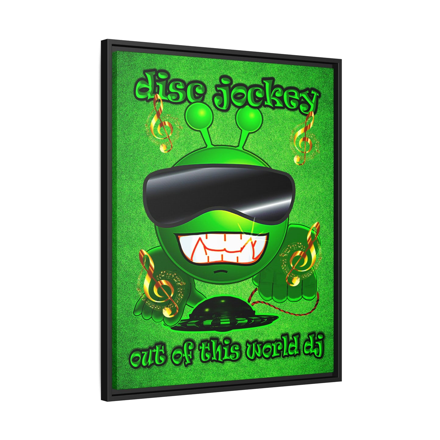 disc jockey - framed canvas art (green turf)
