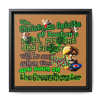 christmas spirits of boston - framed canvas art (light brown)
