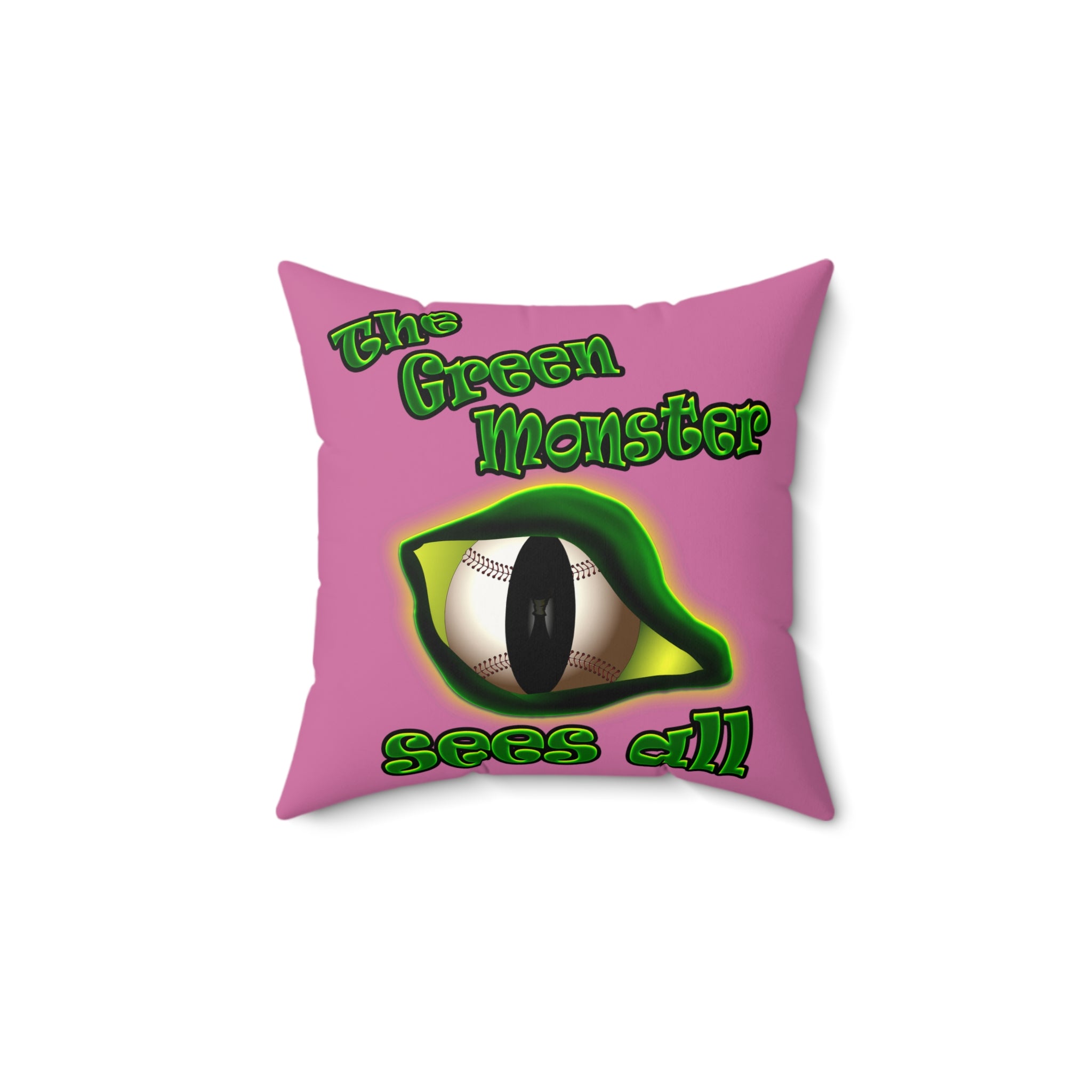 green monster - Faux Suede Square Pillow - (light pink)