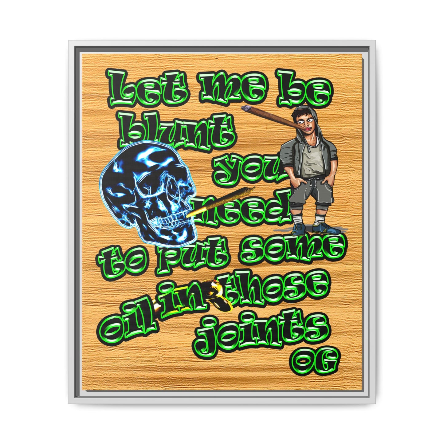 og - framed canvas art (butterscotch wood finish)