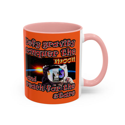 defy conquer reach - Accent Mug (orange)