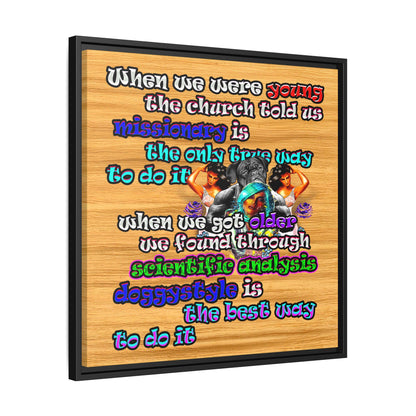 doggystyle - framed canvas art (butterscotch wood finish)