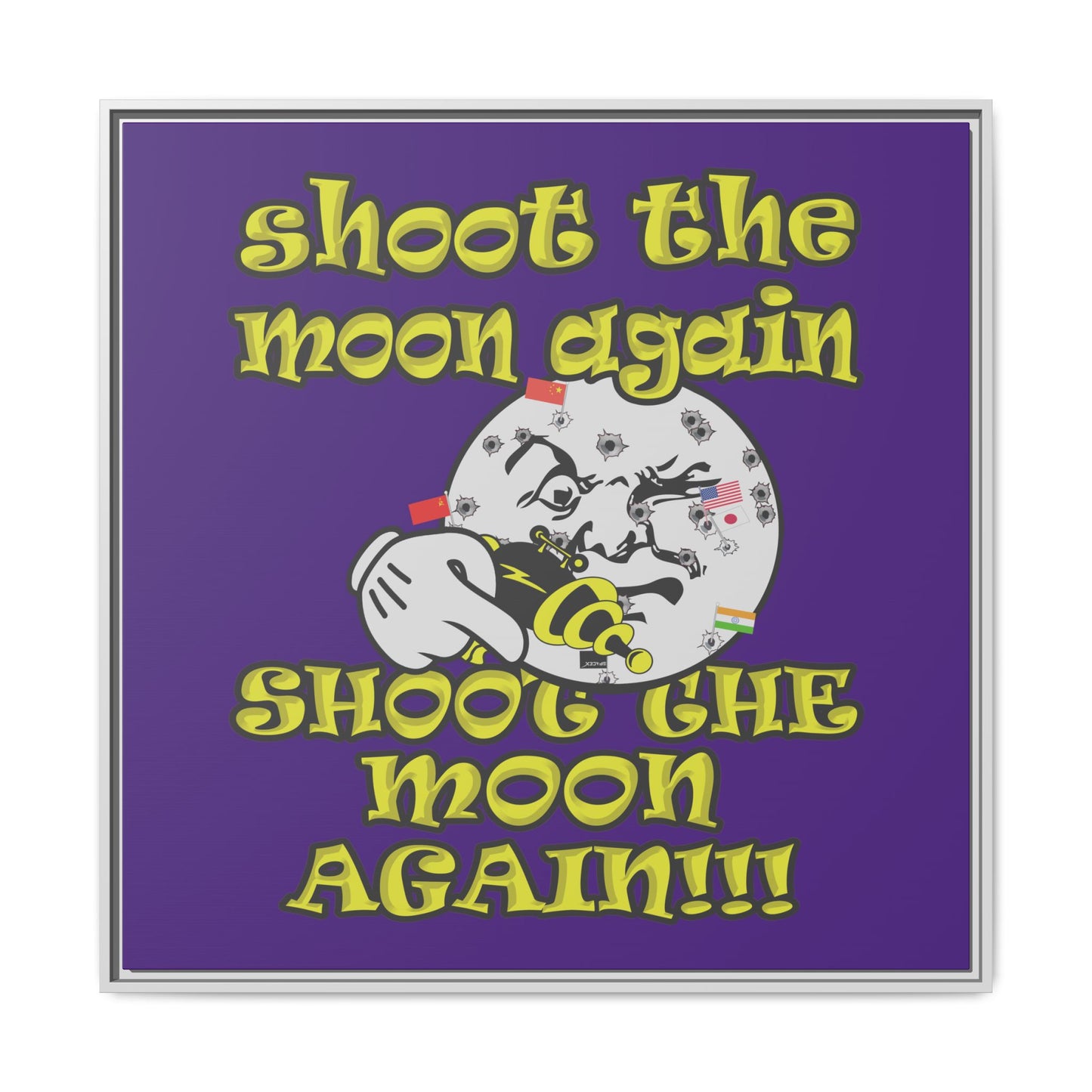 shoot the moon again - framed canvas art (purple)