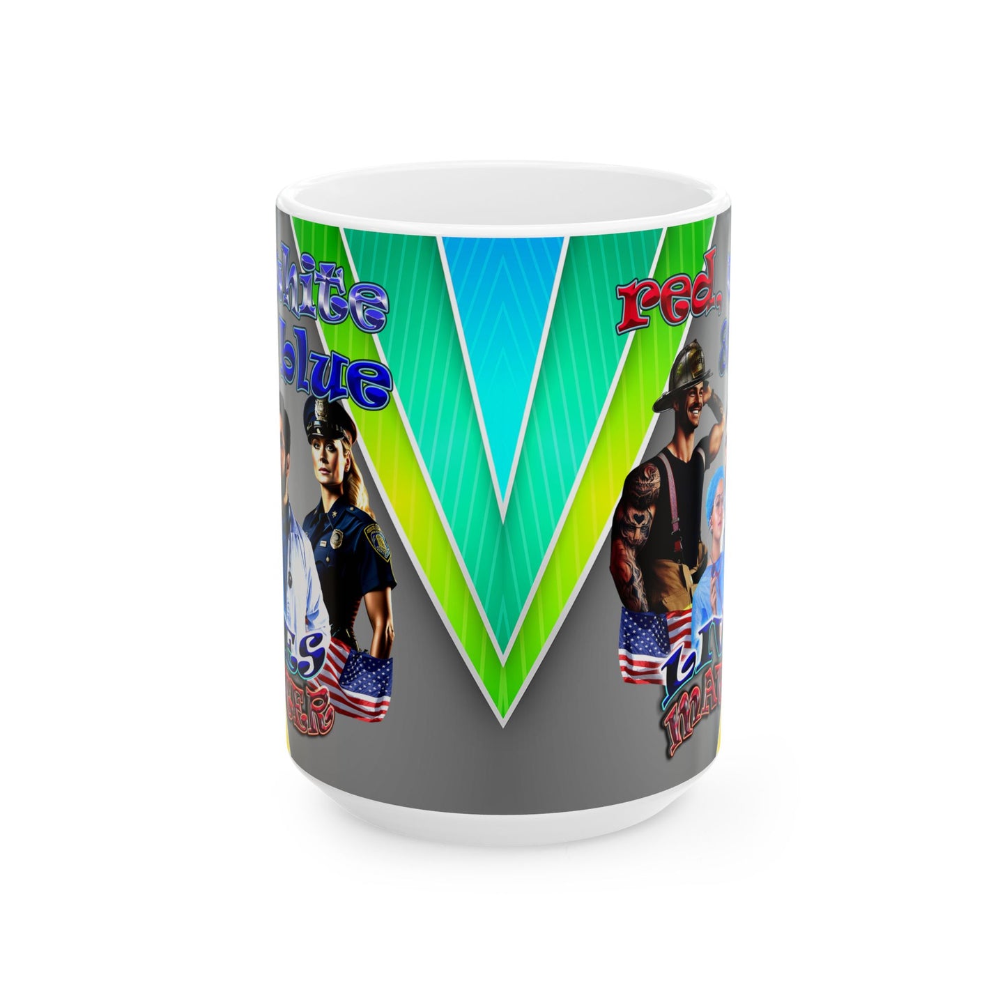 rw&b lives matter - White Mug (rainbow split)