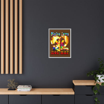 love peace - framed canvas art (brown)