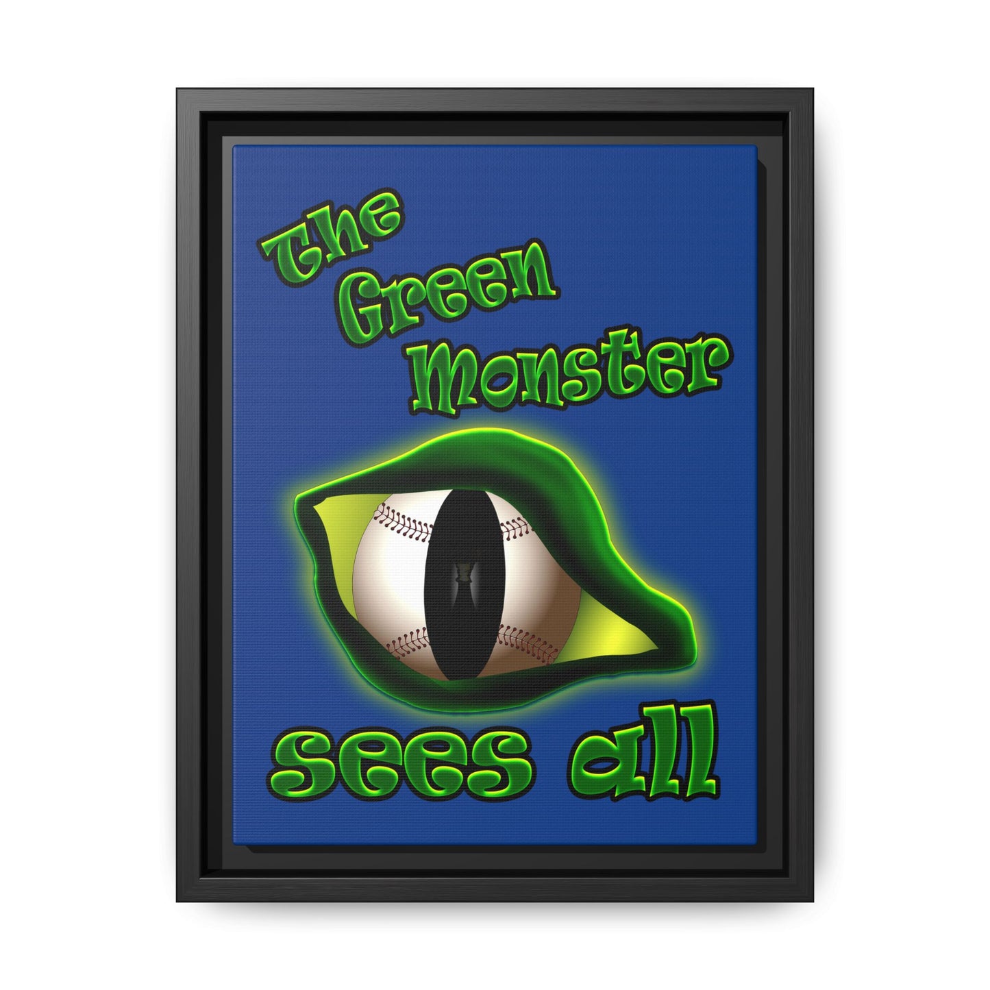 green monster - framed canvas art (dark blue)