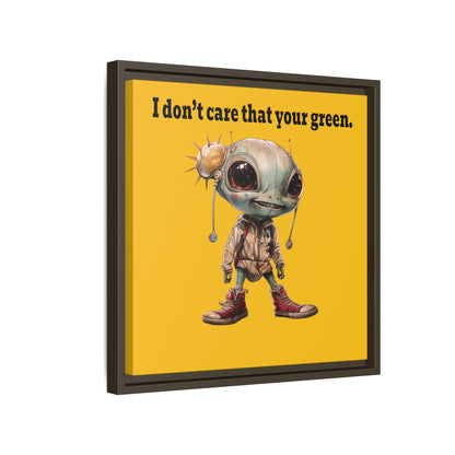 I don't care that your green - framed canvas art (yellow)