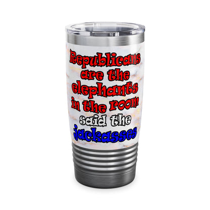 donkeys and elephants - Ringneck Tumbler, 20oz (white marble)