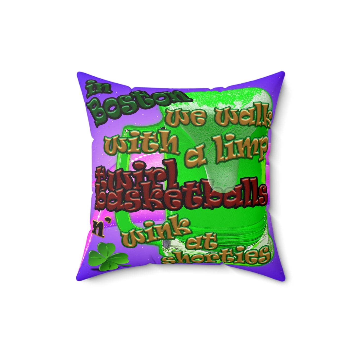 celtics logo - Faux Suede Square Pillow - (purple-pink wave)