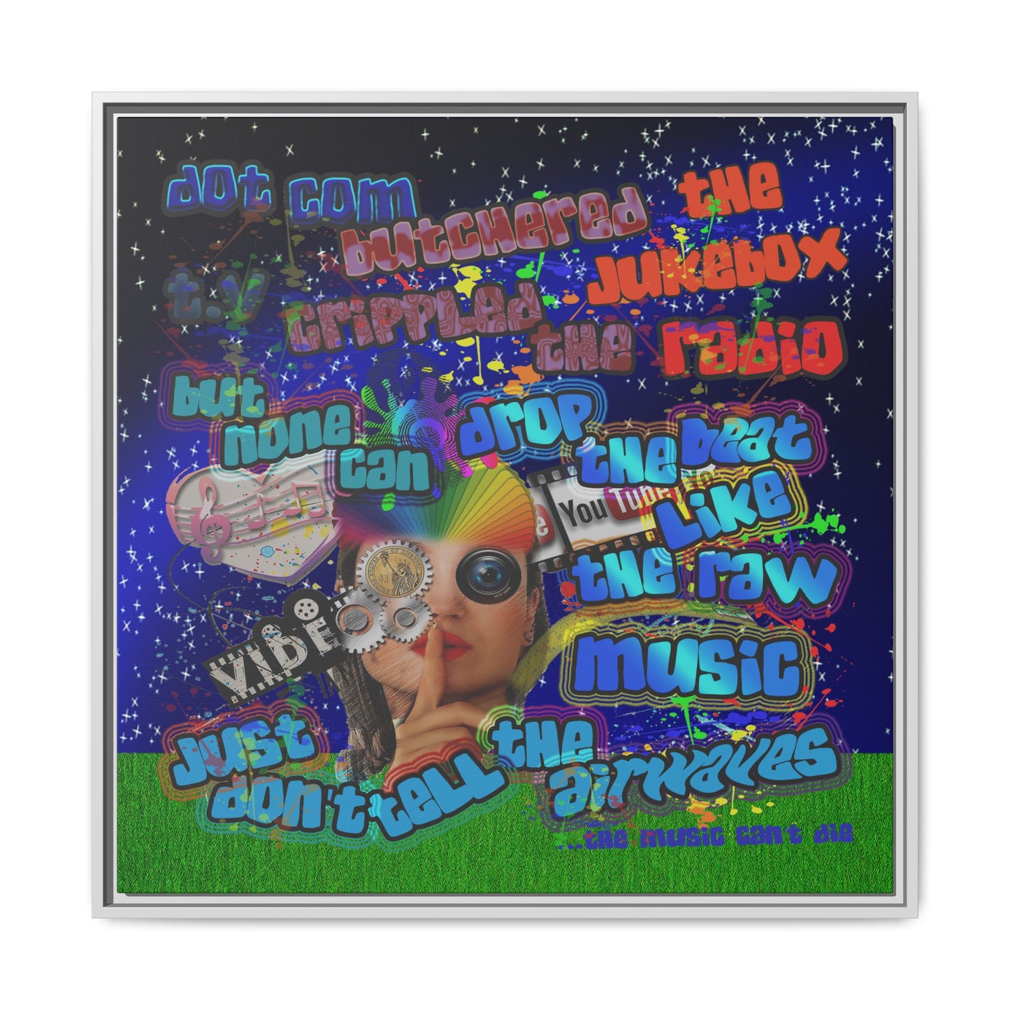 drop the beat - framed canvas art ('snoops' background)