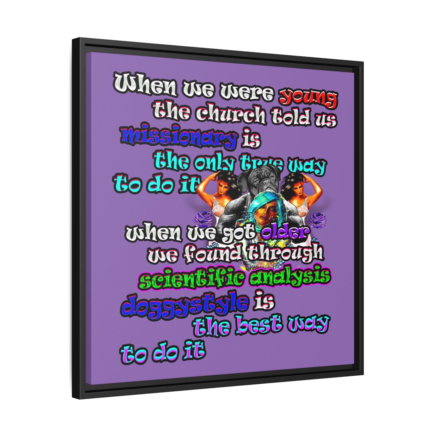 doggystyle - framed canvas art (light purple)