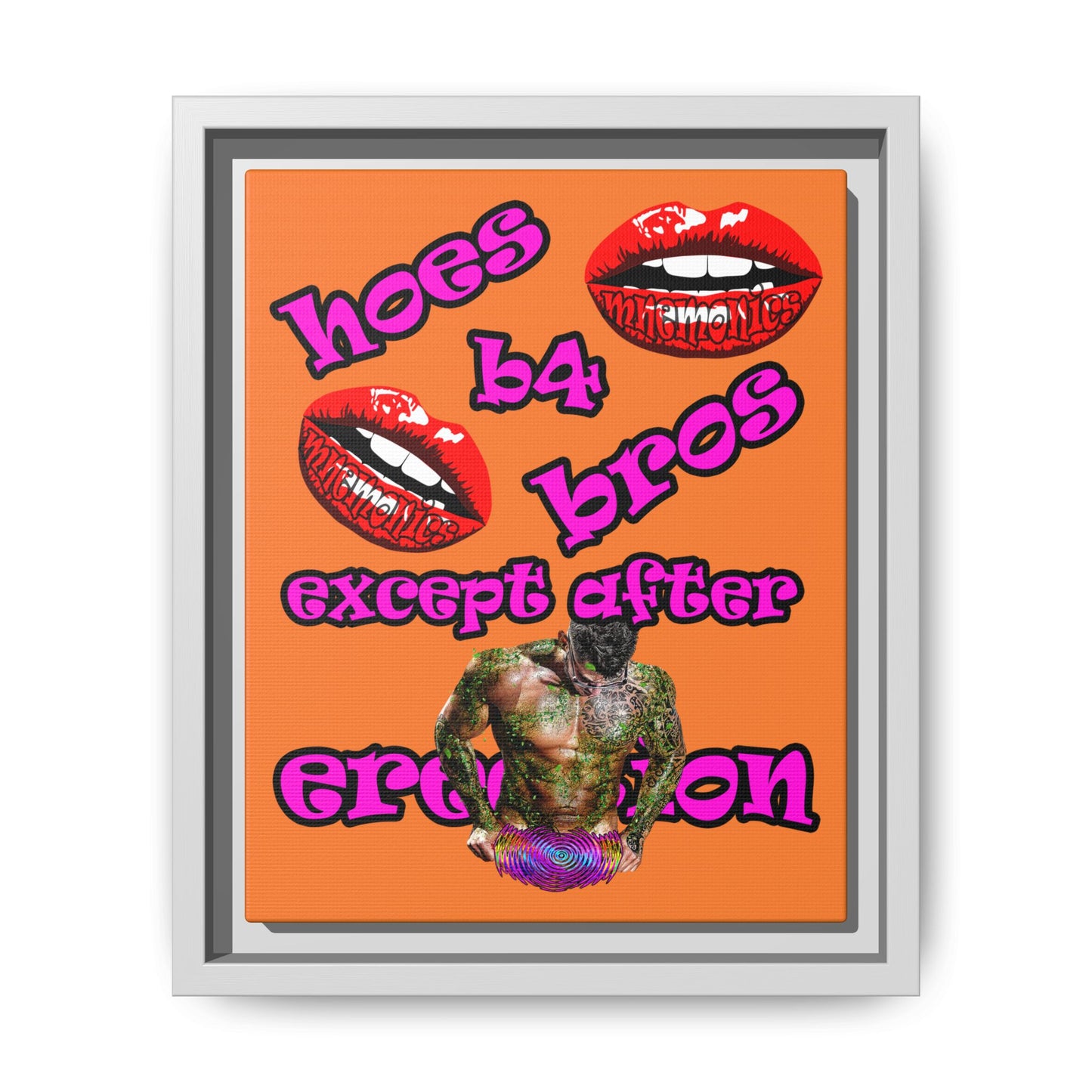 hoes b4 bros - framed canvas art (crusta)
