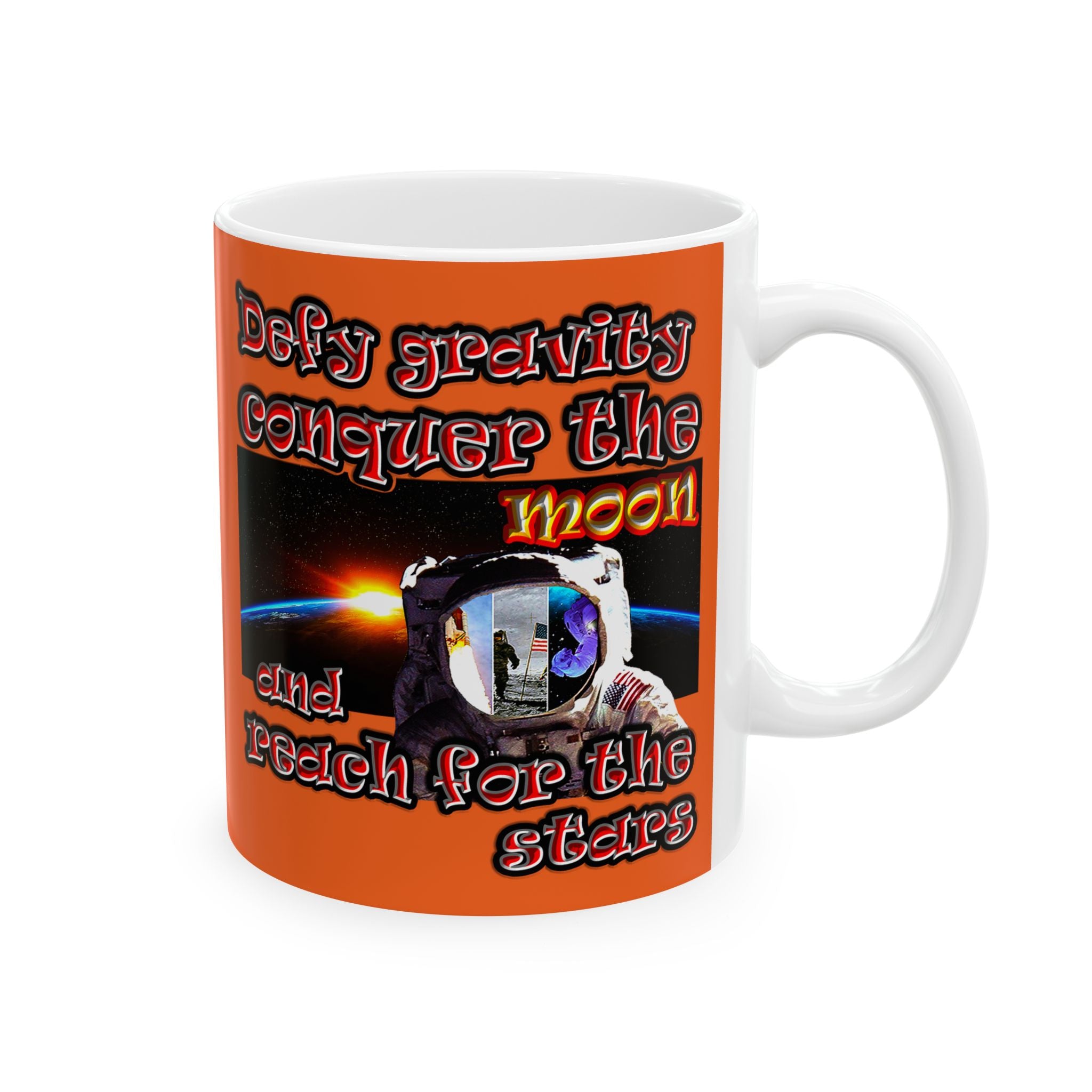 defy conquer reach - White Mug (orange)
