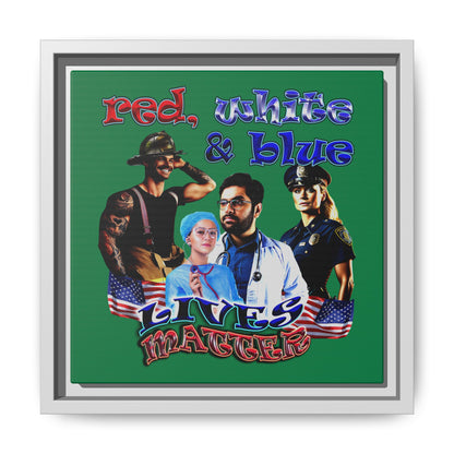 rw&b lives matter - framed canvas art (dark green)