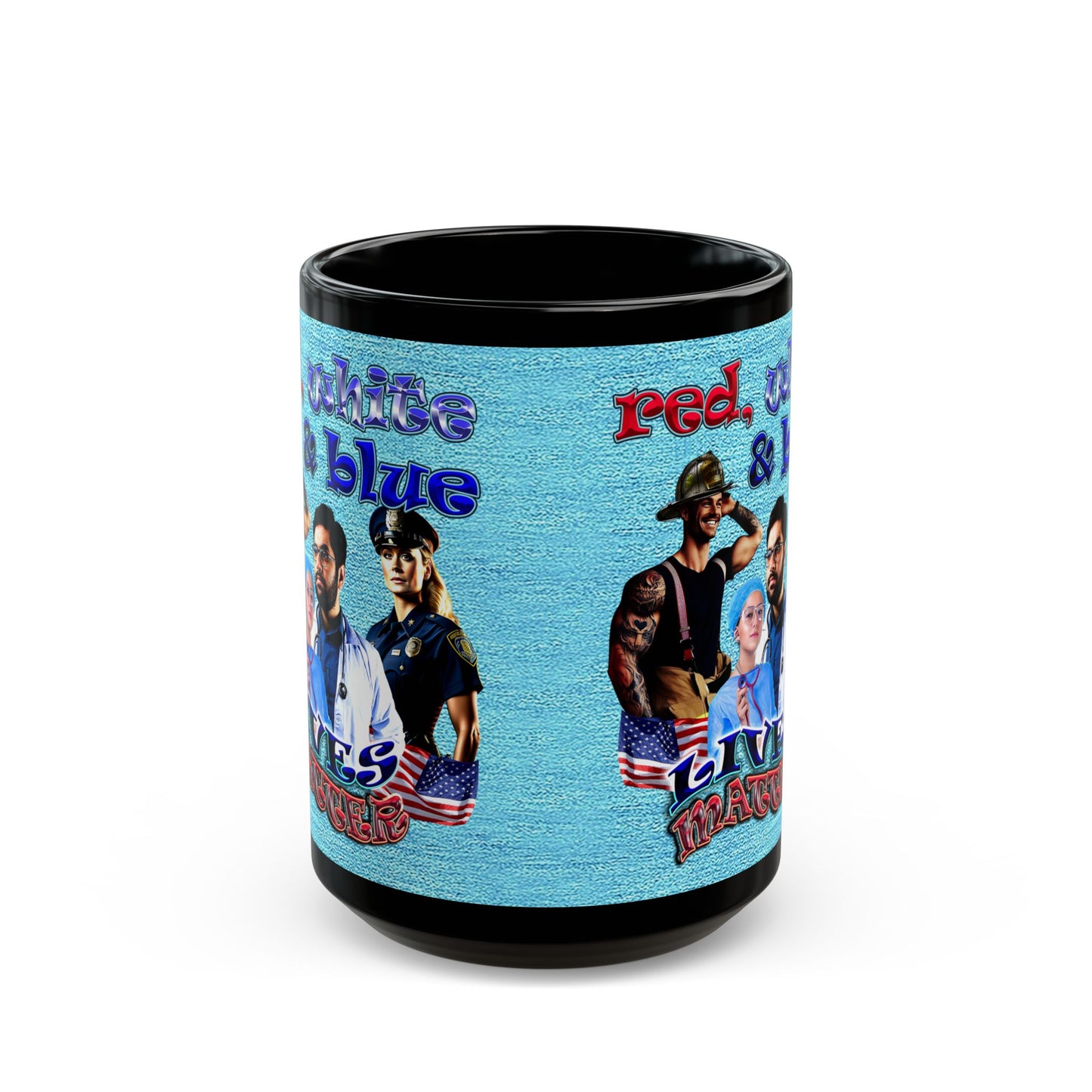 rw&b lives matter - Black Mug (faded blue)