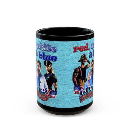 rw&b lives matter - Black Mug (faded blue)