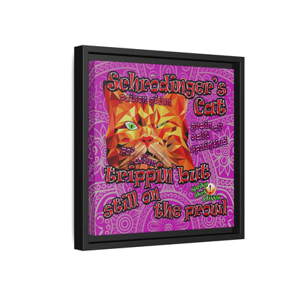schrodinger's cat - framed canvas art (pink swirl)