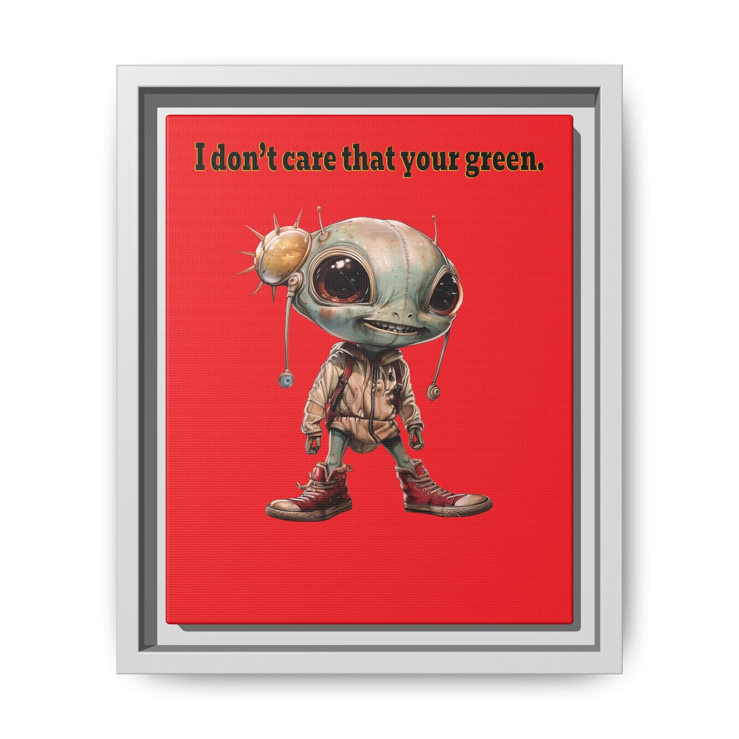 I don't care that your green - framed canvas art (red)