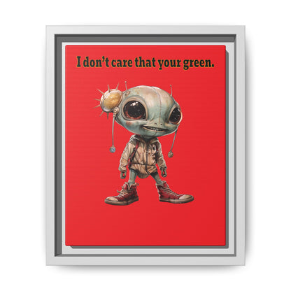 I don't care that your green - framed canvas art (red)