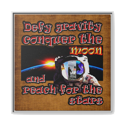 defy conquer reach - framed canvas art (brown papyrus)