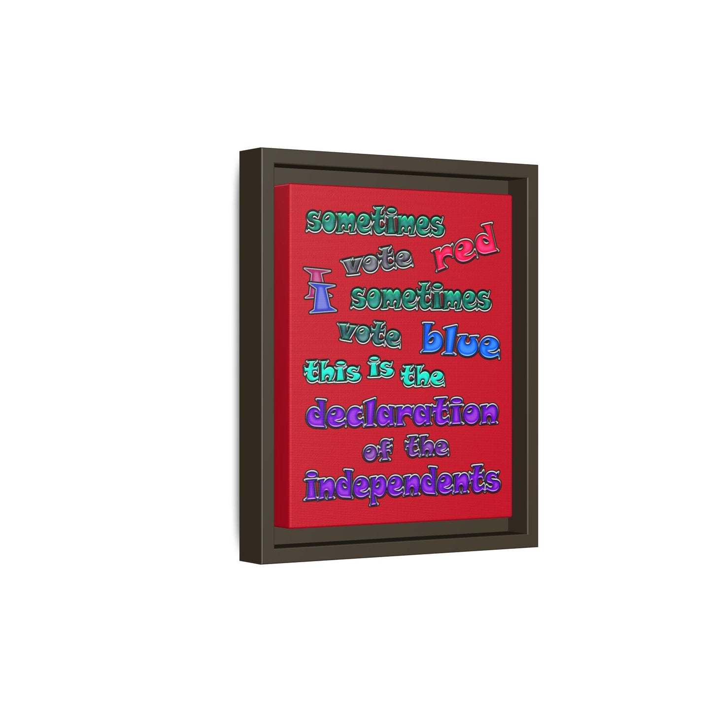 declaration of the independents - framed canvas art (dark red)