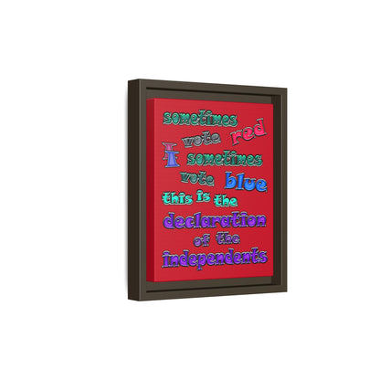 declaration of the independents - framed canvas art (dark red)
