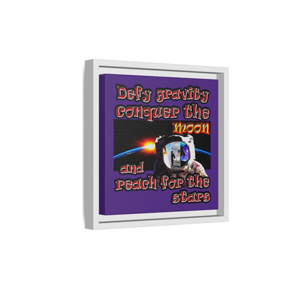 defy conquer reach - framed canvas art (purple)