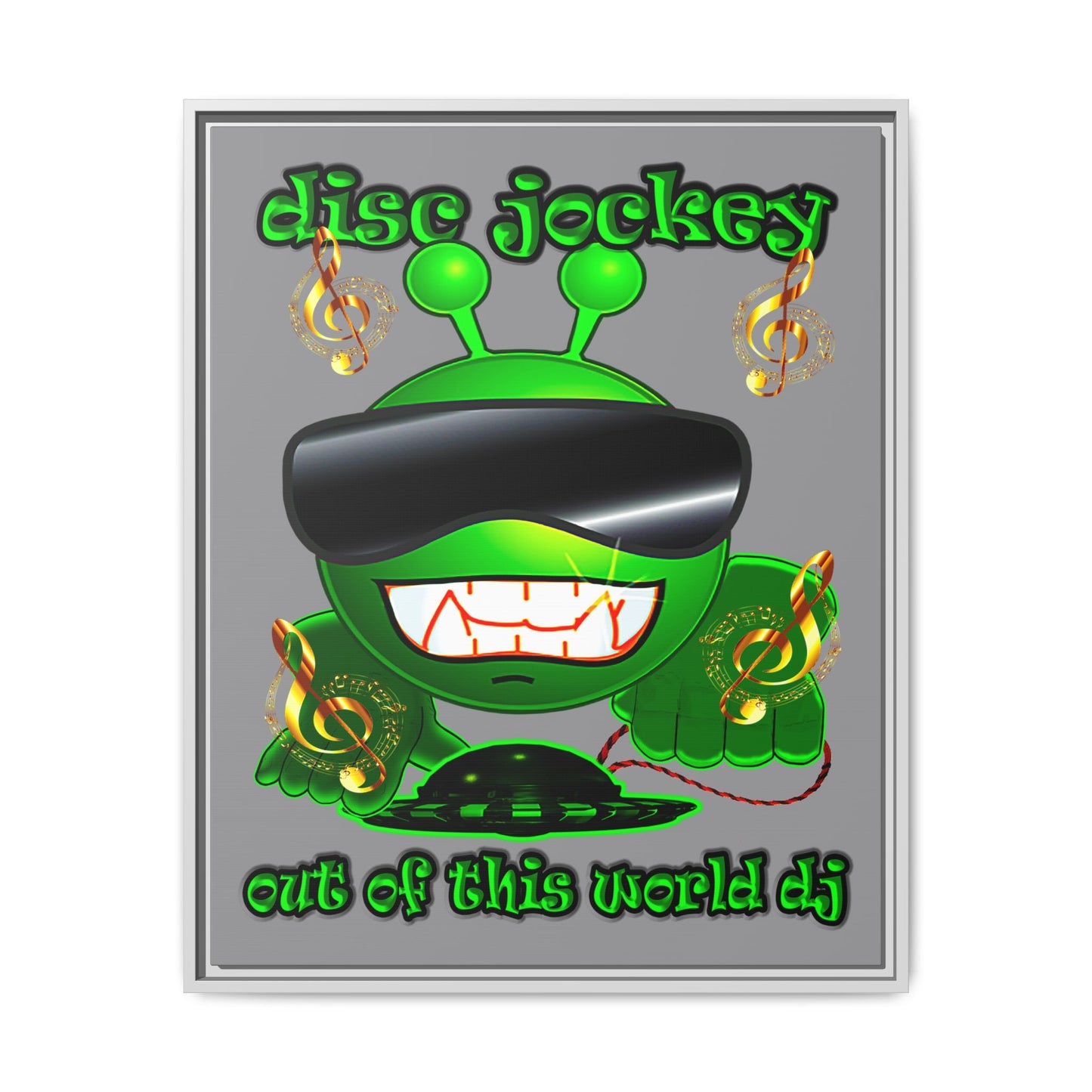 disc jockey - framed canvas art (grey)