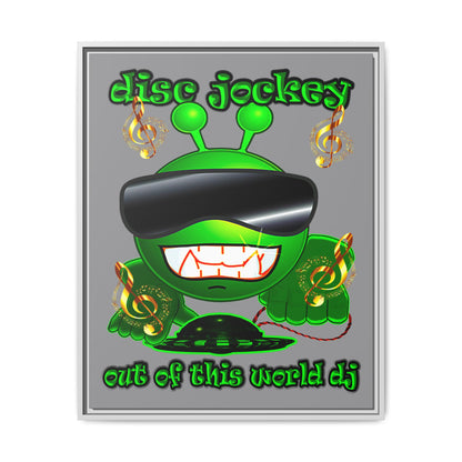 disc jockey - framed canvas art (grey)