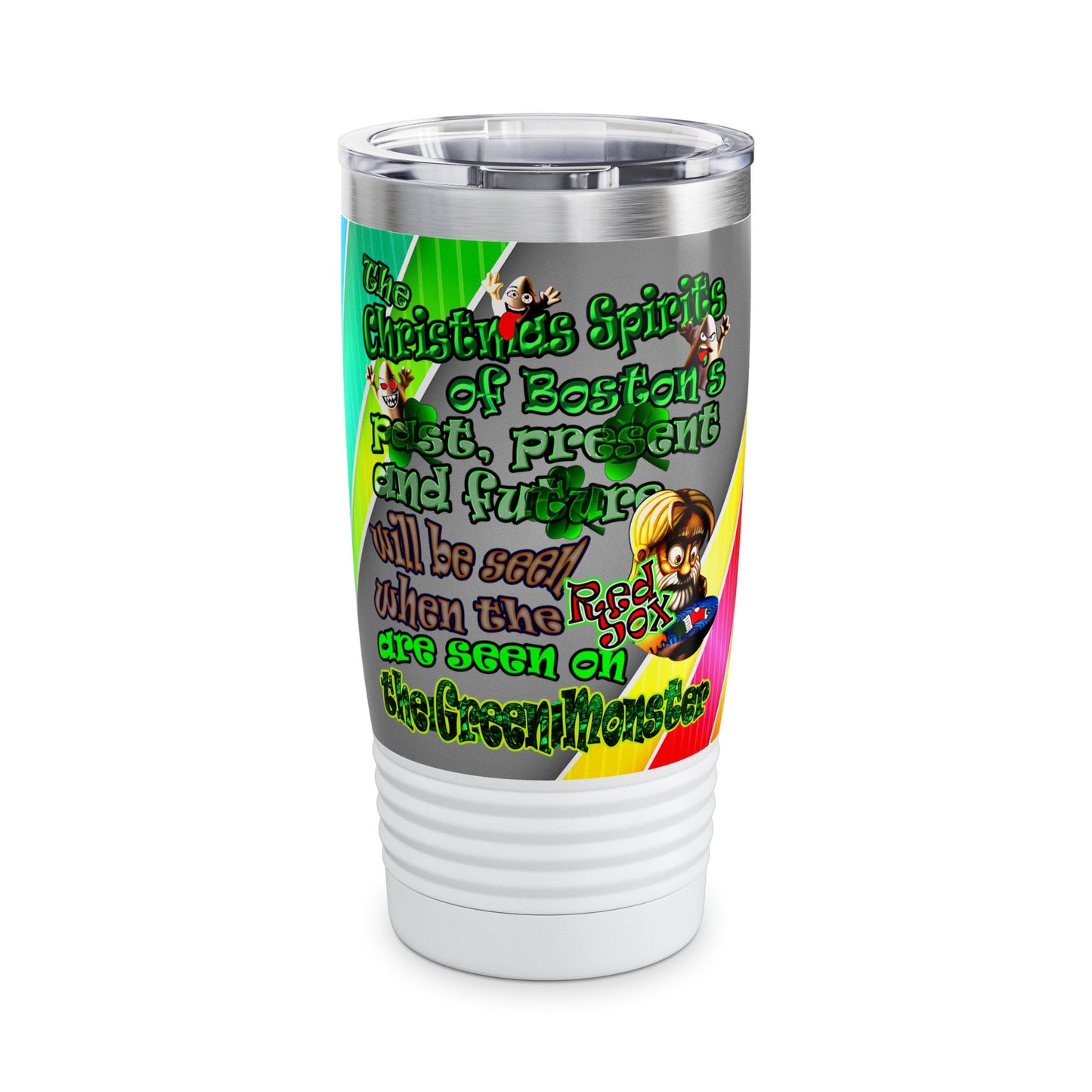 christmas spirits of boston - Ringneck Tumbler, 20oz (rainbow split)