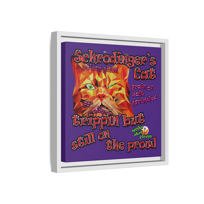 schrodinger's cat - framed canvas art (purple)