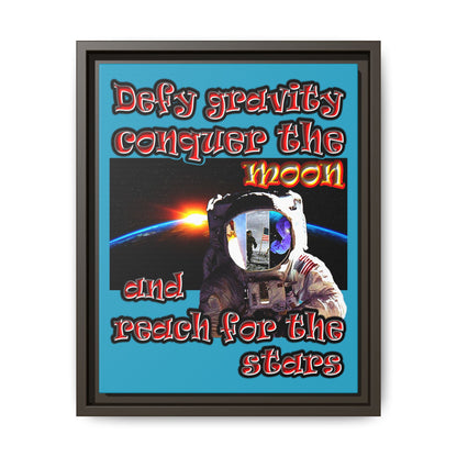defy conquer reach - framed canvas art (turquoise)