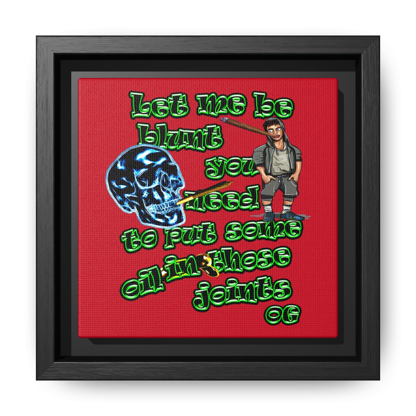 og - framed canvas art (dark red)