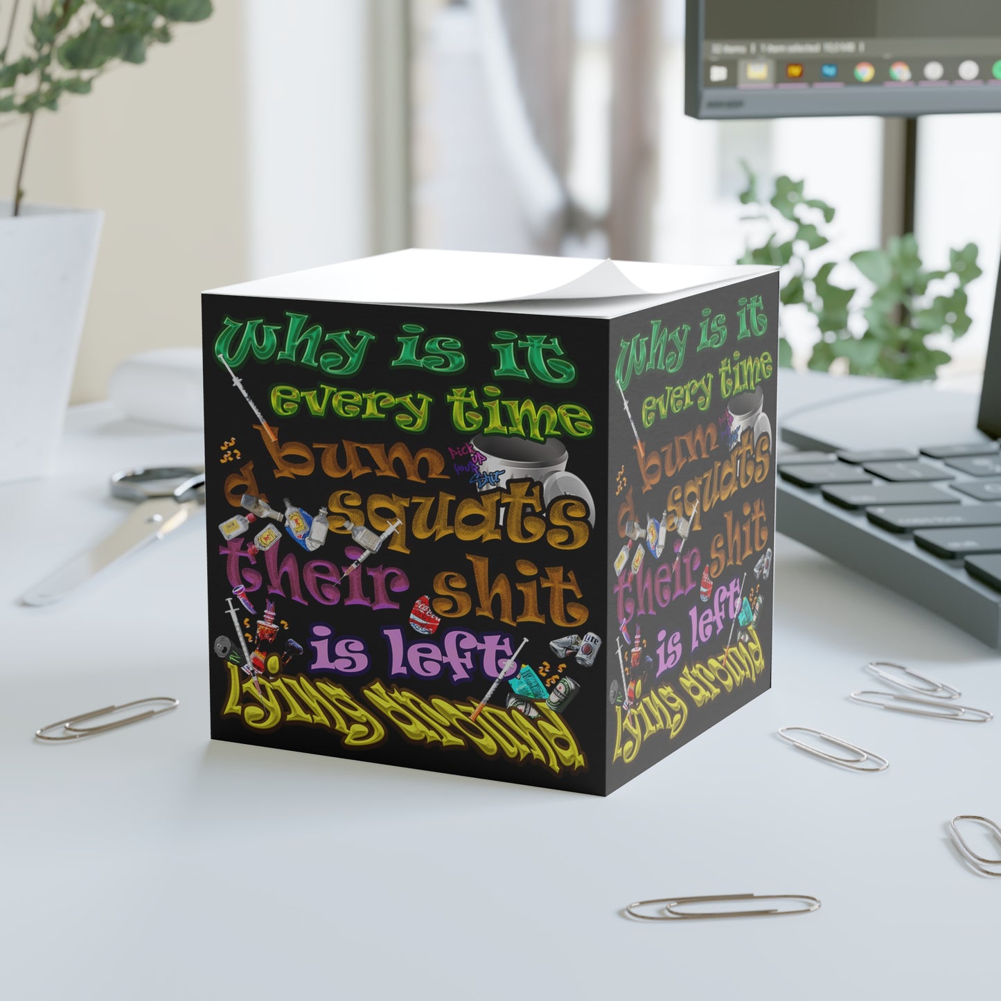 the bum's shit - note cube (black)