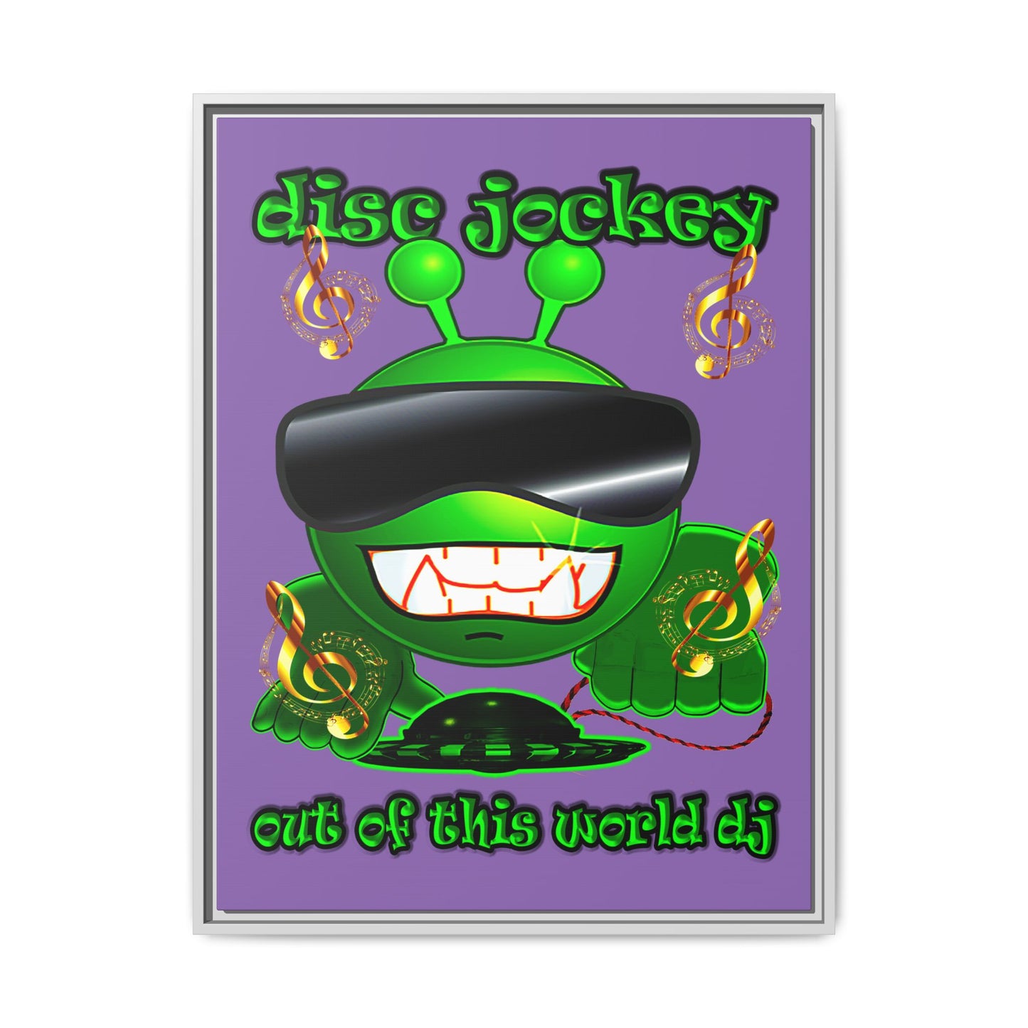 disc jockey - framed canvas art (light purple)