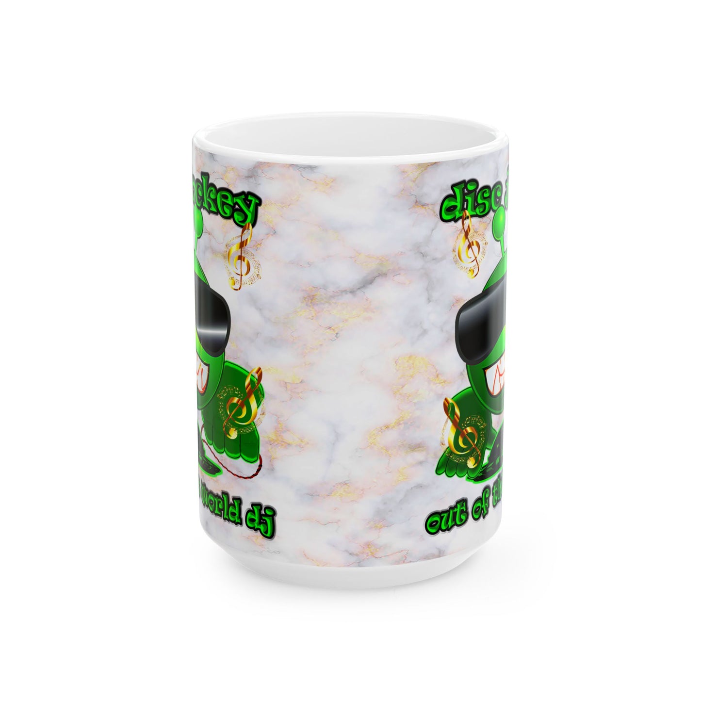 disc jockey - White Mug (white marble)