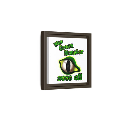 green monster - framed canvas art (white)