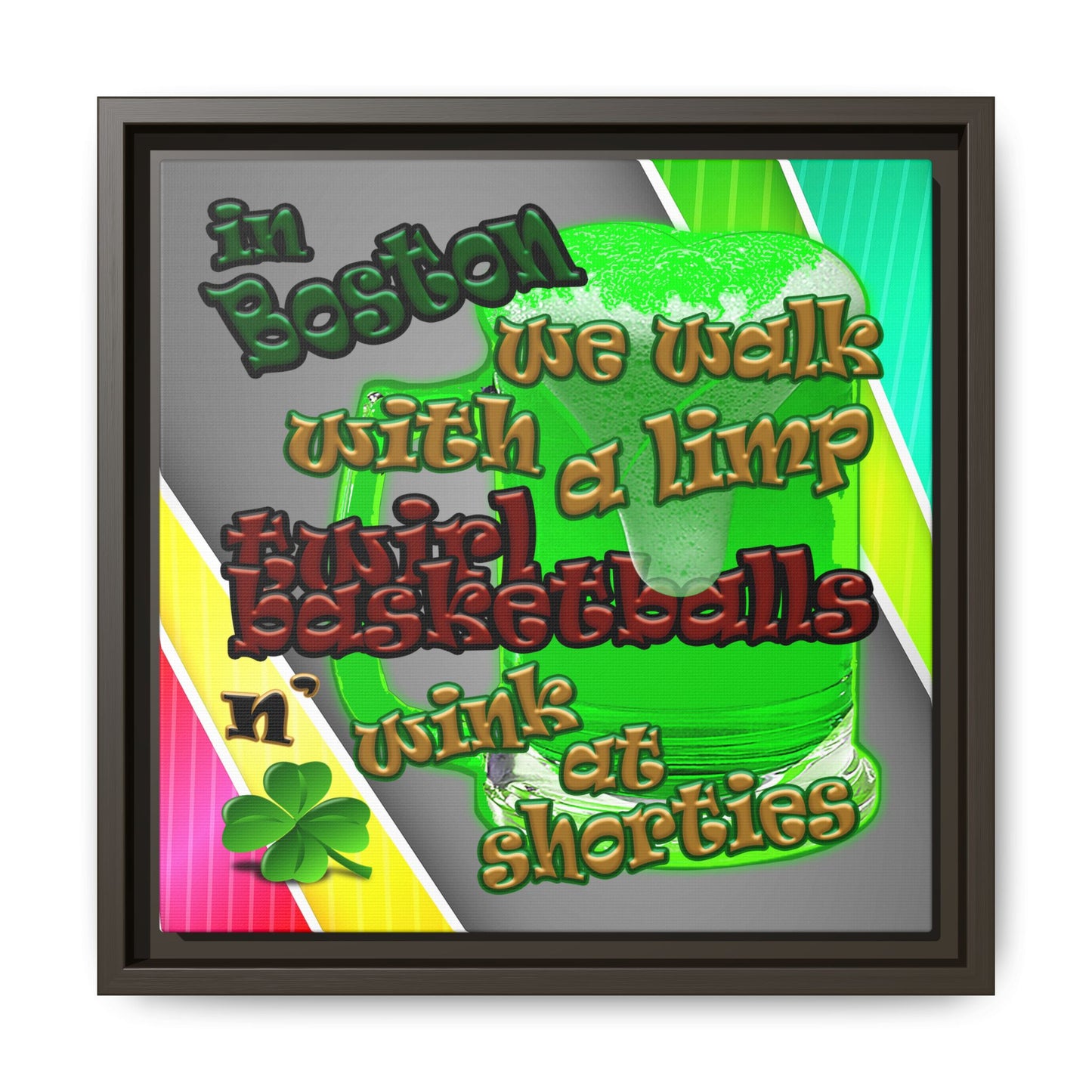 celtics logo - framed canvas art (rainbow split)