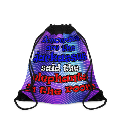 donkeys and elephants - Drawstring Bag (purple wave)