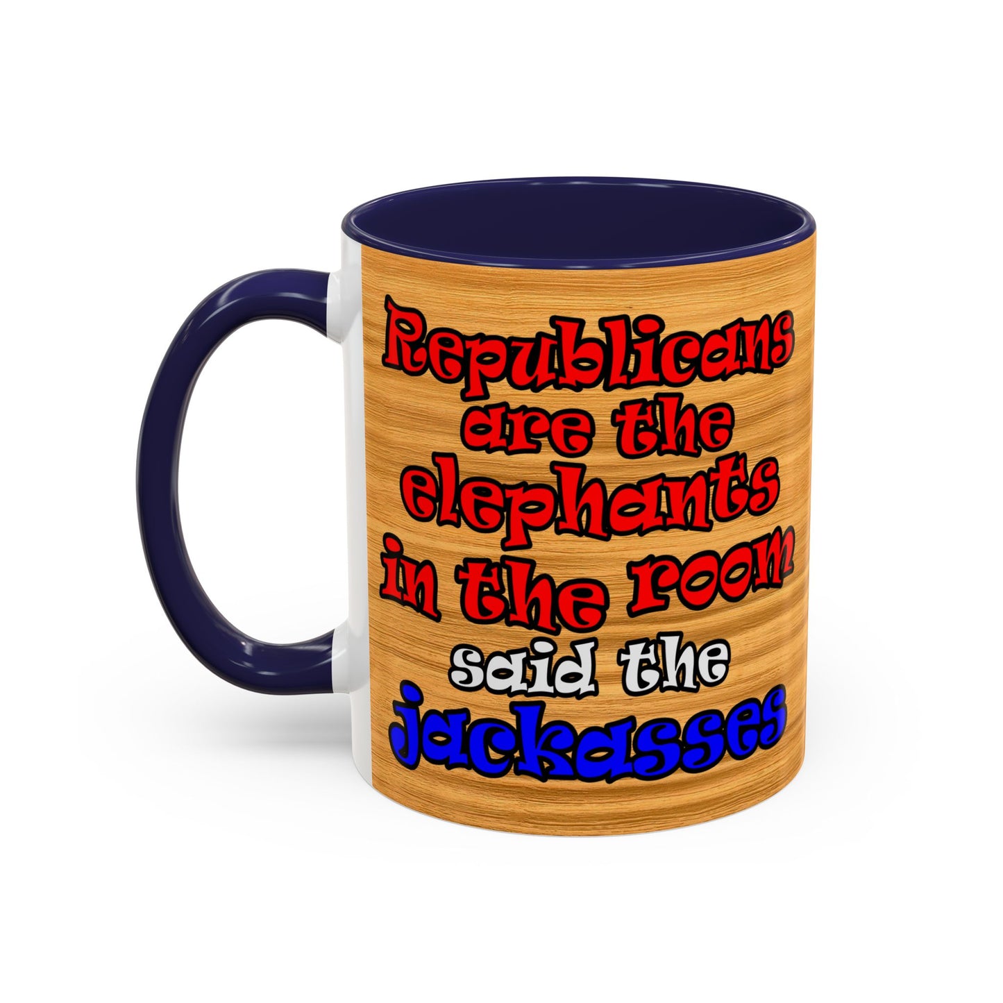 donkeys and elephants - Accent Mug (butterscotch wood finish)