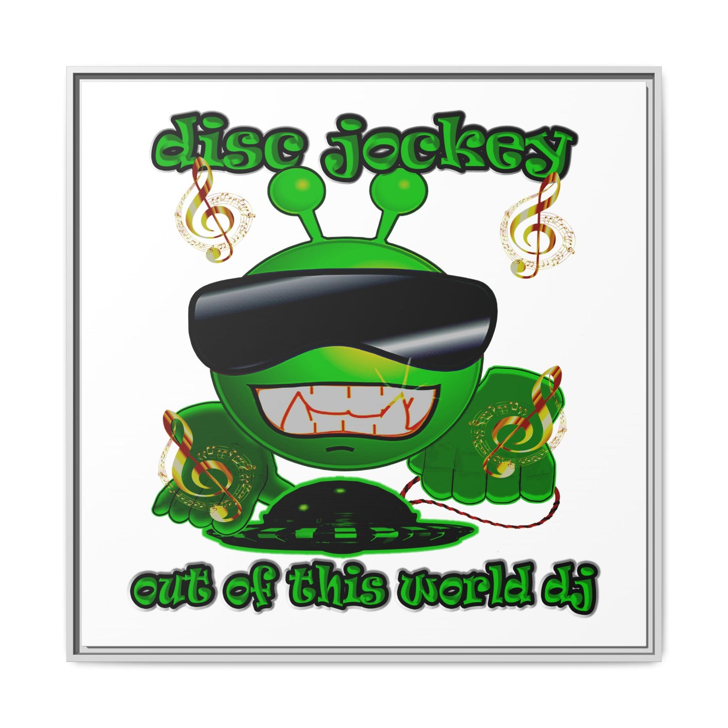 disc jockey - framed canvas art (white)