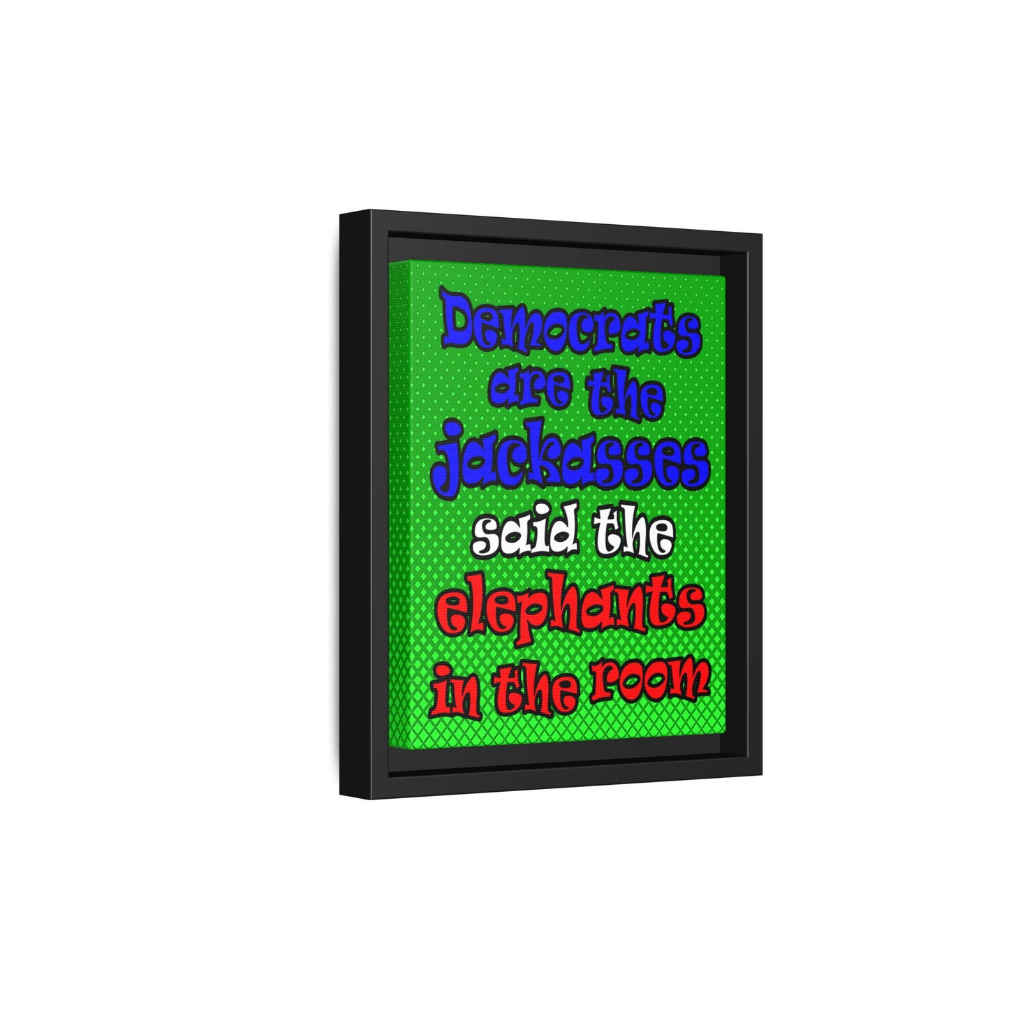 donkeys and elephants - framed canvas art (logo green)