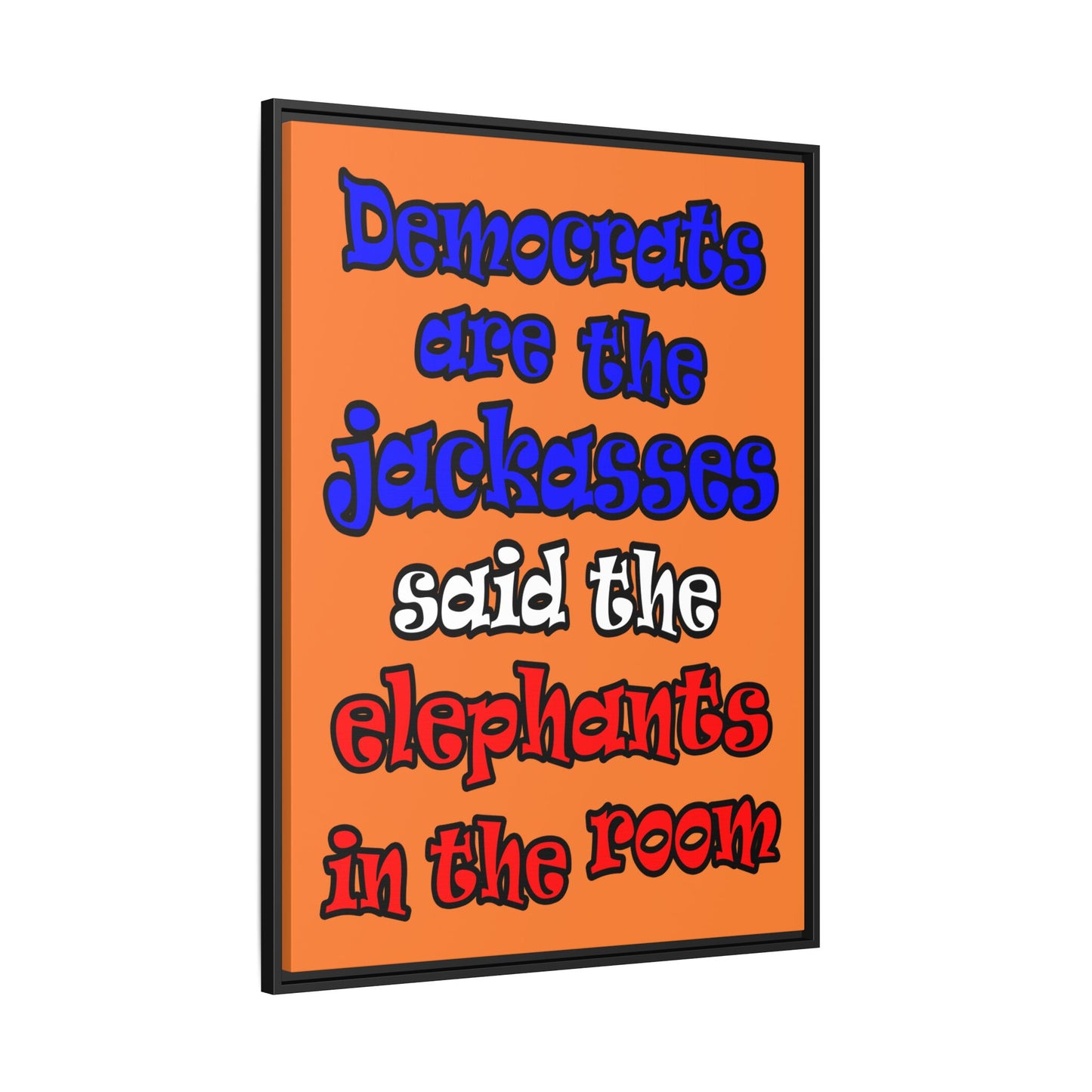 donkeys and elephants - framed canvas art (crusta)
