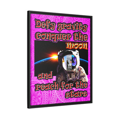 defy conquer reach - framed canvas art (pink swirl)