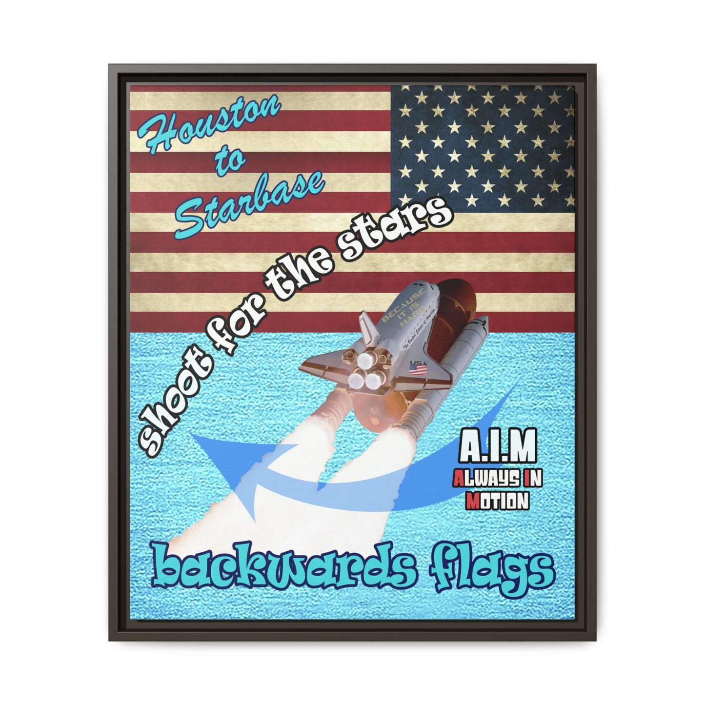 shoot for the stars - framed canvas art (faded blue)